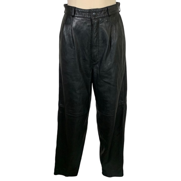 Vintage Michael Hoban High Waist Leather Pants Size 6 - Picture 1 of 12